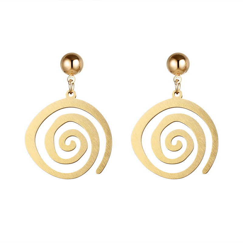 Golden Spiral Dangle Drop Earrings