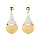 Gold Silver Color Brushed Metal Dangle Earring - [neshe.in]