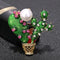 Green Enamel Cactus Brooch - [neshe.in]