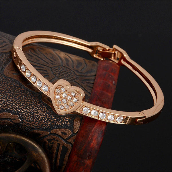 Bronze plated 18K gold heart with heart shape bracelet bracelet - Shop  hy-zone Bracelets - Pinkoi