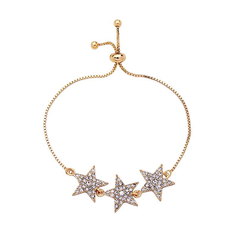 Gold Star Clusters Crystal Charm Bracelet - [neshe.in]