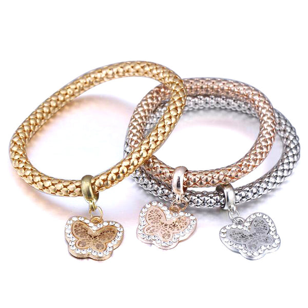 Gold-Rose-Silver - 3 Pieces Set Bangle / Bracelet Valentines Day - 4 Styles - [neshe.in]