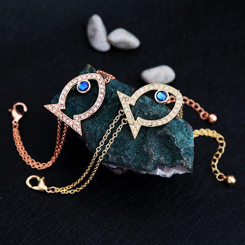 Rose Gold with Fish Charm Chain Bracelet - [neshe.in]