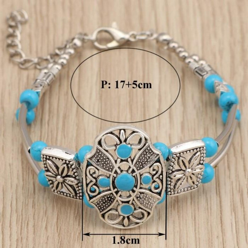 Bohemian Gypsy Blue Beads Flower Bracelet - 2 Colors - [neshe.in]