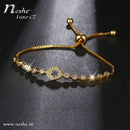 CZ Eye Charm Bracelet Gold Color Slider Chain Bracelets- 2 Colors
