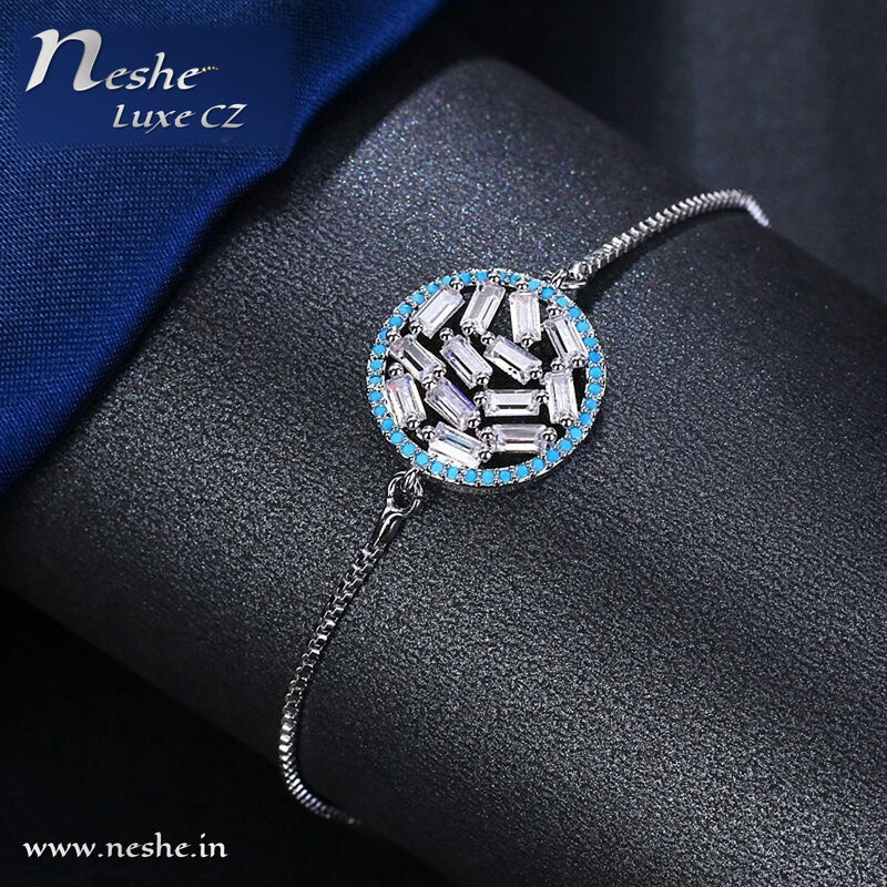 Blue & Clear CZ Crystal Charm Bracelet