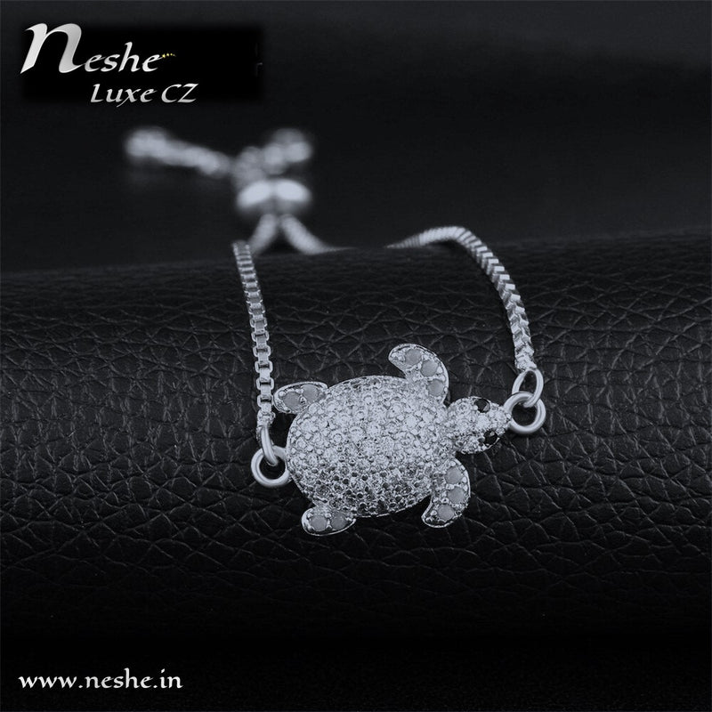 CZ  Tortoise Charm Adjustable Bracelet