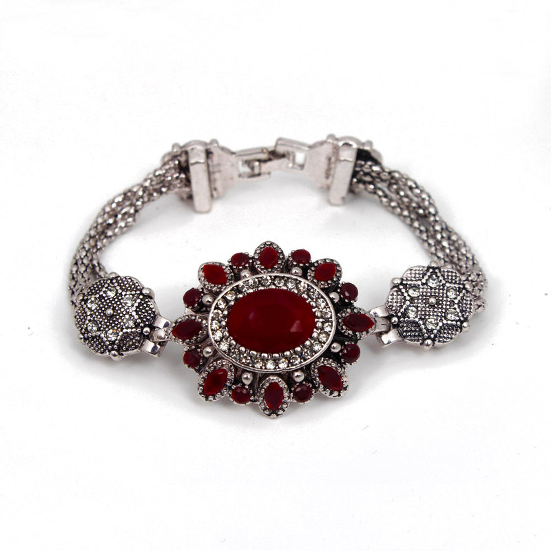Antique Flower Crystal Turkish Bracelet in 3 Colors - [neshe.in]