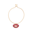 Golden Chain Red Crystal Lips Dangle Bracelet - [neshe.in]