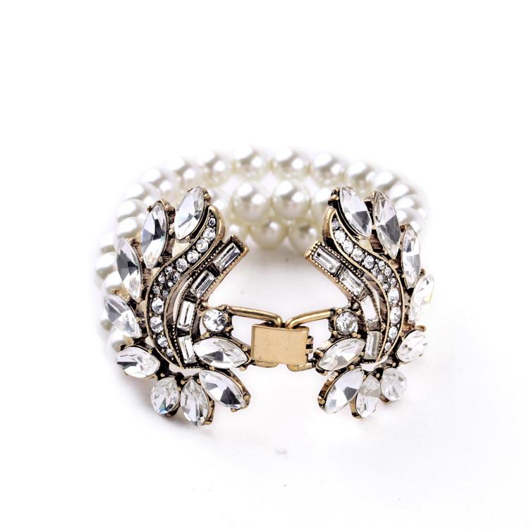 Layered Pearl Party Perfect Clear Crystal Bracelet - [neshe.in]