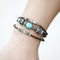 Leather Charm with turquoise Flower Stone Bracelet - [neshe.in]