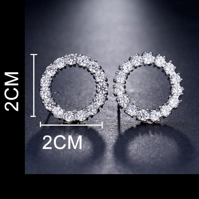 CZ Crystal Round Styled Stud Earring - 5 Colors - [neshe.in]