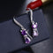 Cute Purple CZ Crystal Cat Drop Earring - [neshe.in]