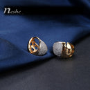 Unique Charm Two Tone Huggies Earrings -2 Colors - [neshe.in]