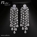 CZ Crystal Silver Statement Party Wedding Dangle Earring - [neshe.in]