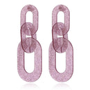 Linked Chain Shimmery Acrylic Party Styled Earring - 3 Colors - [neshe.in]