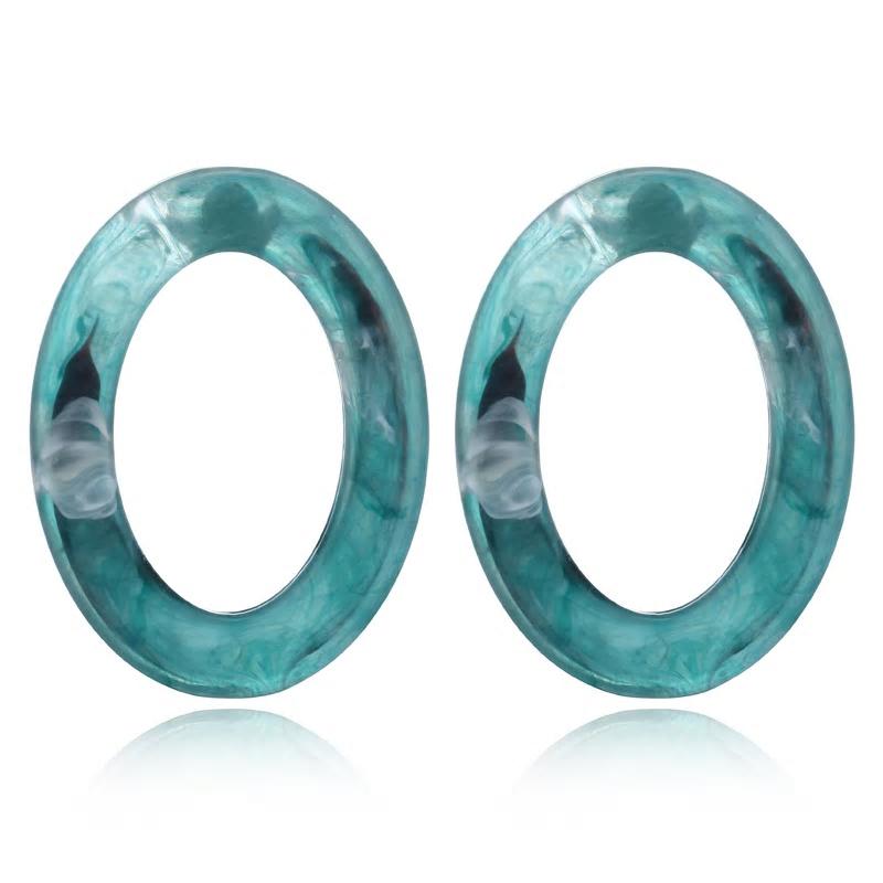 Geometric Oval Shaped Acrylic Stud Styled Earring- 2 Colors - [neshe.in]