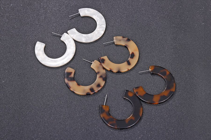 Retro Exaggerated Leopard Geometric  Coffee Acrylic Earrings - 1 Color - [neshe.in]