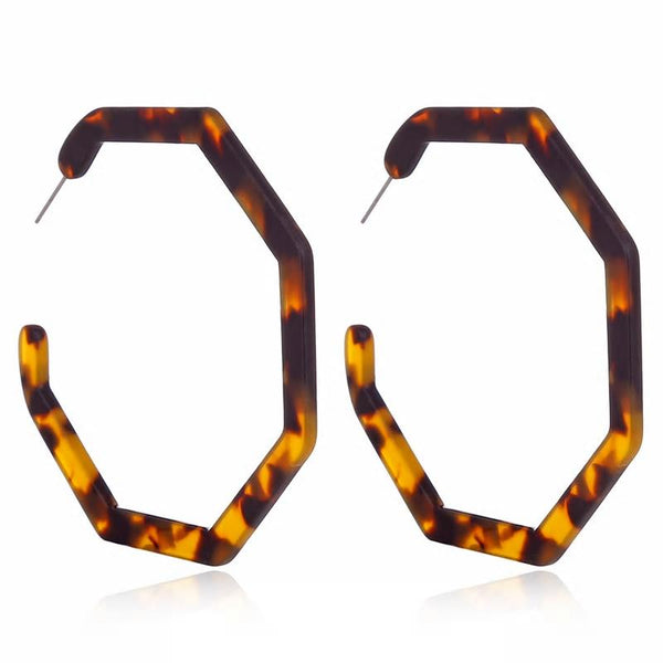 Super Big Hexagonal Shaped Acrylic Styled Earring- 2 colors - [neshe.in]