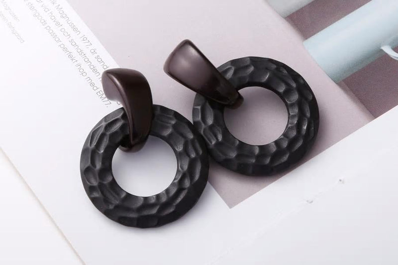 Big Black Chunky Textured Styled Acrylic Earrings - [neshe.in]