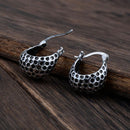 Small Ethnic Vintage Silver Leopard Ball Hoop Earrings - [neshe.in]