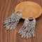 Vintage Silver Carved Leaves Tassel Drop Earrings - [neshe.in]