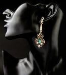 Geometric Heart Crystal Rhinestone Dangle Vintage Ethnic Earrings - [neshe.in]
