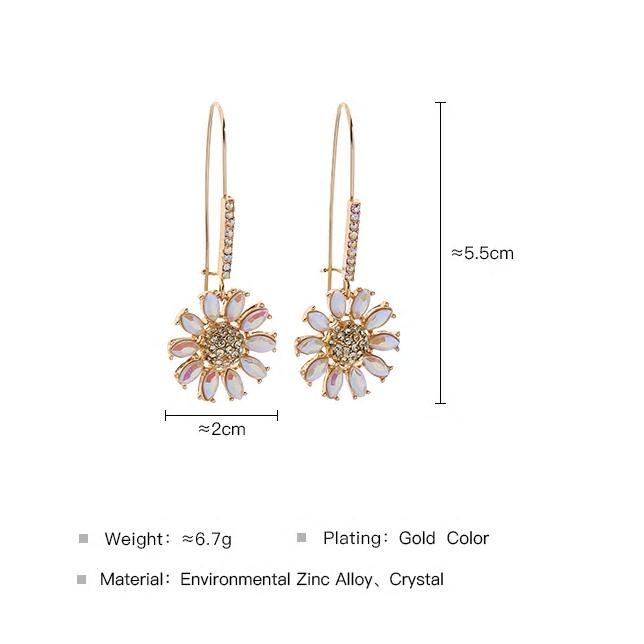 Crystal Flower Fish Hook Style Earring -2 Colors - [neshe.in]