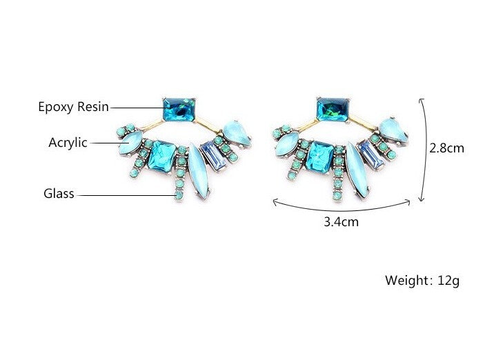 Ear Jacket with crystal  convertible in two style - [neshe.in]