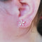 Clear CZ Trendy Roe Gold Flower Stud Earring