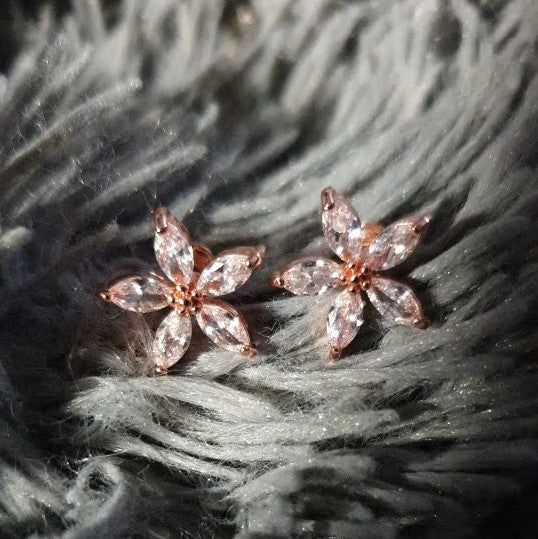 Rose Gold Crystal Ear Studs - 3mm To 10mm, Surgical Steel, CZ Clear Stones, 2-Piece Set