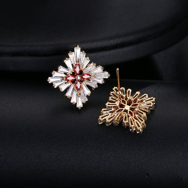 CZ Crystal Flower Square Party Earring