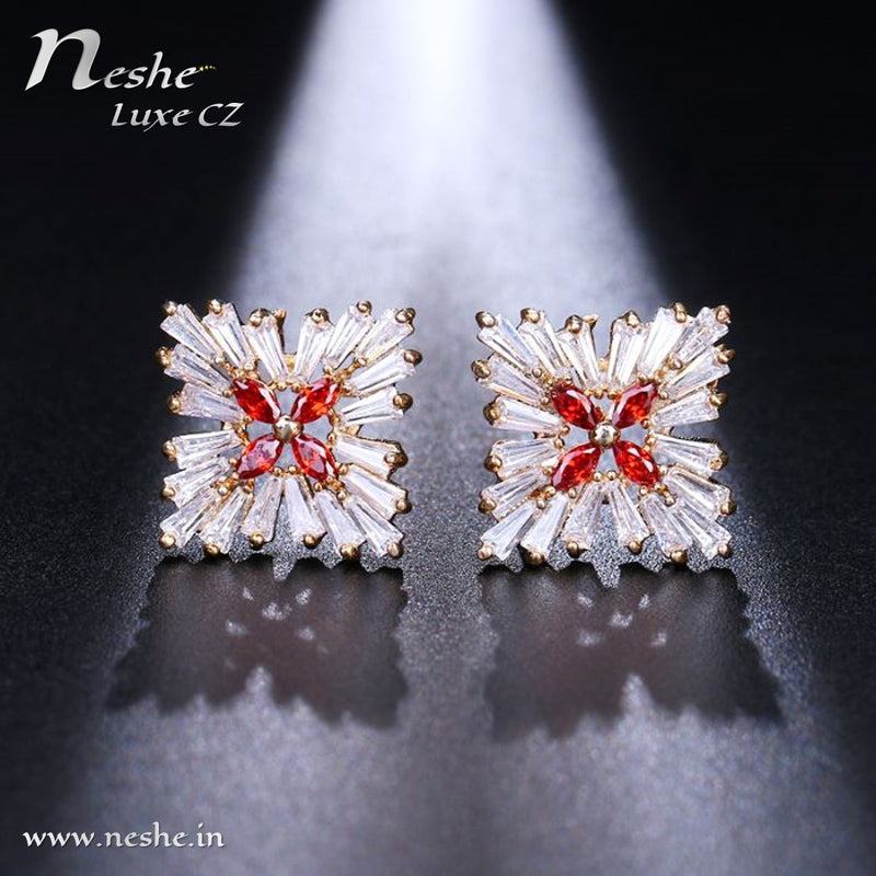 CZ Crystal Flower Square Party Earring