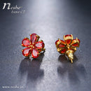 CZ Crystal Red Flower Stud Earring