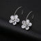Delicate CZ Flower Sterling Silver Hook Style Drop Earrings