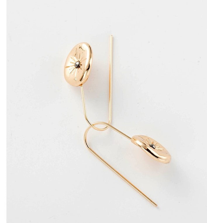 Golden Needle Hook Style Drop Earring