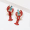 Red Crystal Crab Party Earring