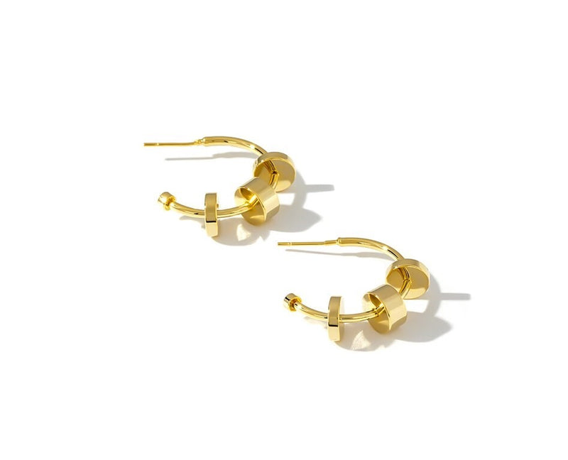 Charm Metal Hoop  Earrings Copper 16 K