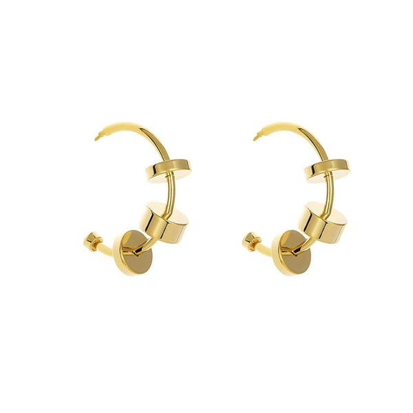 Round with charm Hoop earring  with 16 k Gold Plated Earrings