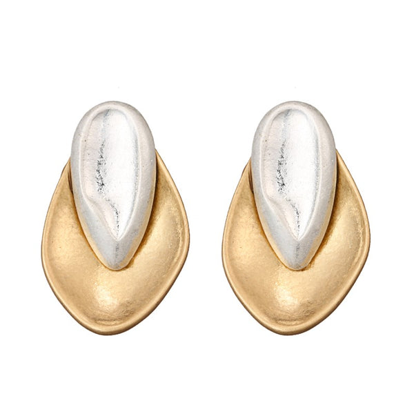 Vintage Gold Silver Stackable Geometric Stud Earrings