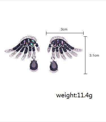 Gothic Stylish Crystal Embellished Wing Earring