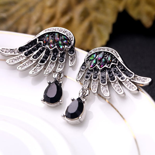 Gothic Stylish Crystal Embellished Wing Earring
