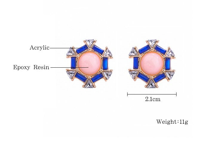 Pink & Blue Stylish Crystal Party Stud Earring