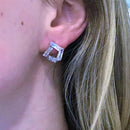 Geometric clear CZ crystal stud earring