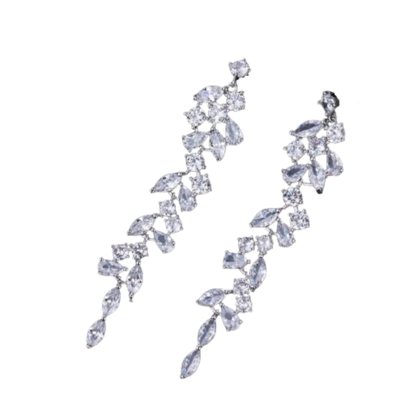 Leaves CZ Crystal Wedding Party Dangle Earrings-2 Styles