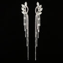 Stylish Crystal Rhinestone Tassel Long Drop Earrings - 2 Styles