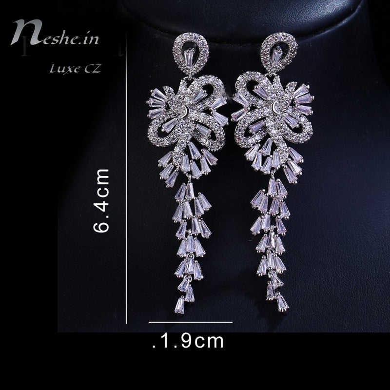 Pink almond shaped crystal drop earrings by Chic Mela | The Secret Label