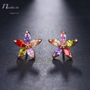 Small colorful CZ Crystals CZ Flower Rose Gold Stud Earring