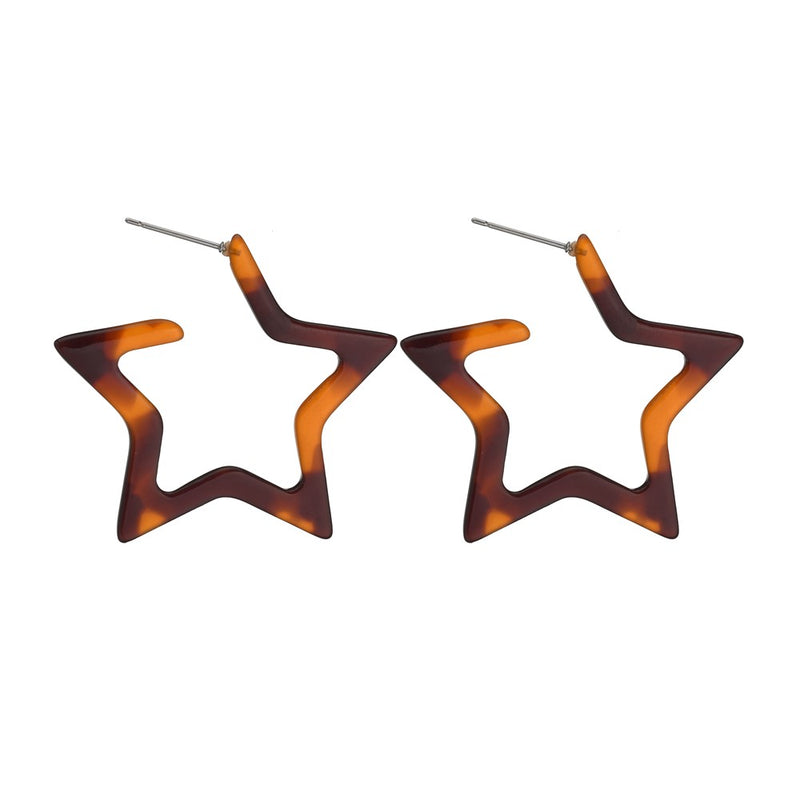 Star Shape Acrylic Hoop Earrings - 3 Styles