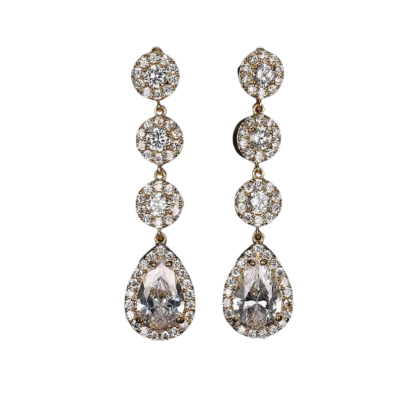 Flowery Silver Dangler With Water Drop Stone - Earrings, Jewellery -  FOLKWAYS